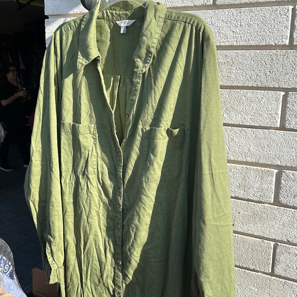 Green Button Down Shift Dress